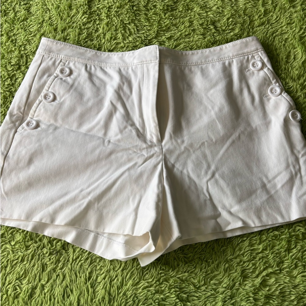 Women's White Button-Detail Shorts sailor shorts Ann Taylor size 14